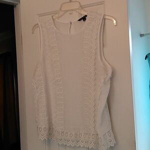 Lace Embellished Sleeveless White Top